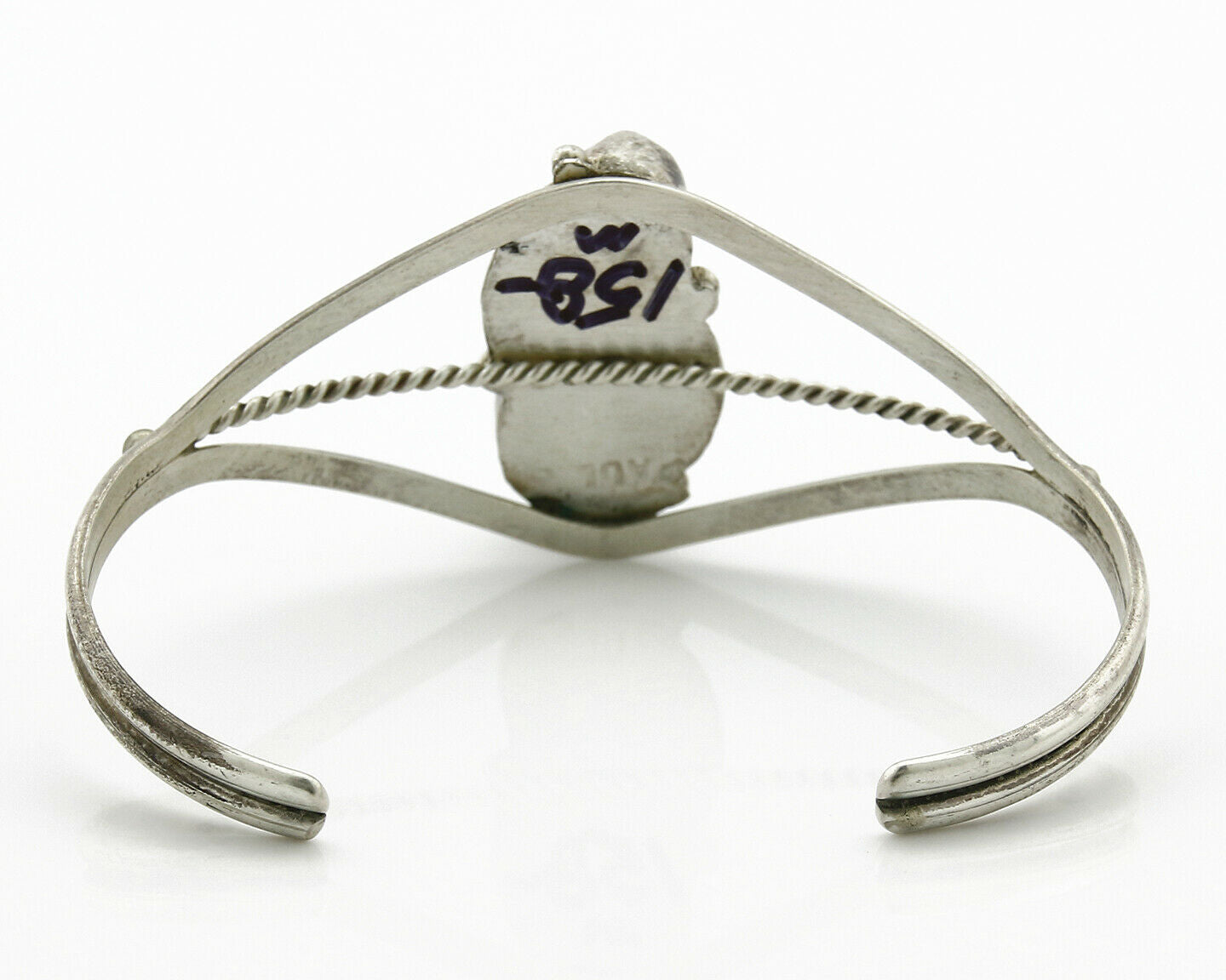 Navajo Bracelet .925 Silver Turquoise & Red Coral Cuff Signed Paul J Circa 1980s