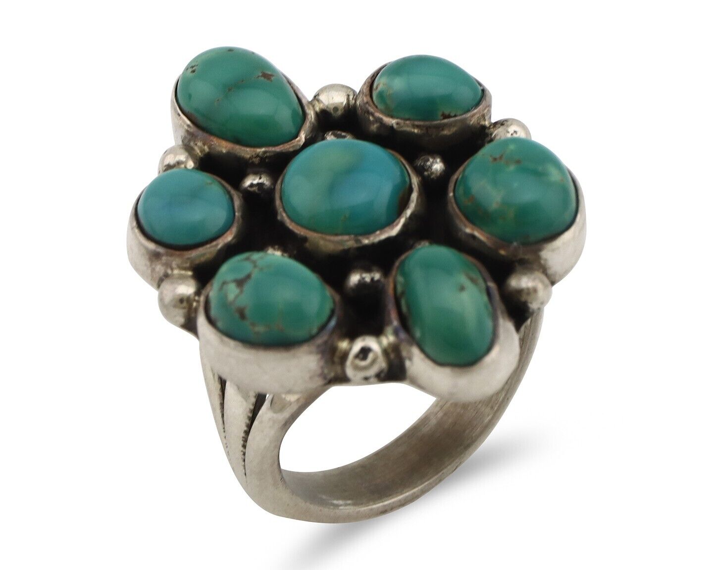 Navajo Ring .925 Silver Natural Blue Turquoise Artist Signed LP C.80's