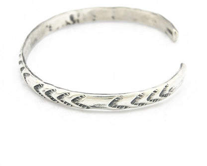 Navajo Bracelet .925 Silver Hand Stamped Arrow Head Artist I Montoya C.80's