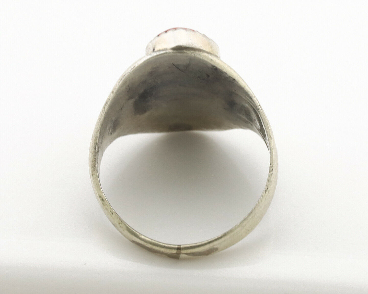 Zuni Ring .925 Silver Natural Turquoise & Coral Native American Artist C.1980's