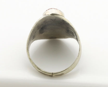 Zuni Ring .925 Silver Natural Turquoise & Coral Native American Artist C.1980's