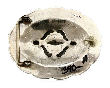 Navajo Belt Buckle .925 Silver Hand Stamped Artist Native American C.80's