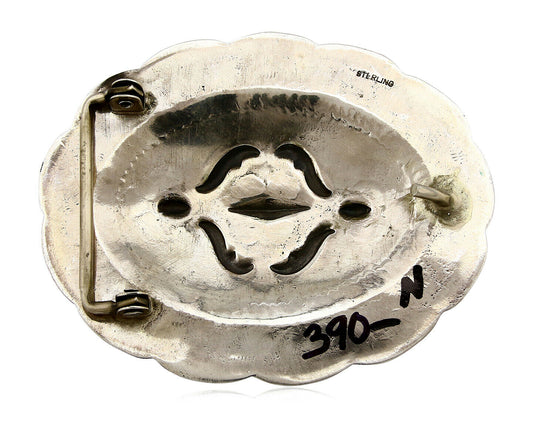 Navajo Belt Buckle .925 Silver Hand Stamped Artist Native American C.80's
