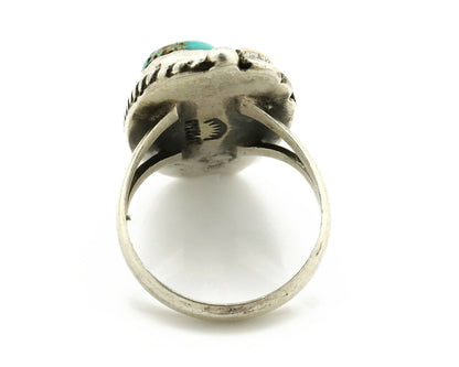 Navajo Ring .925 Silver Turquoise Mountain Signed Artist Apache C.80's