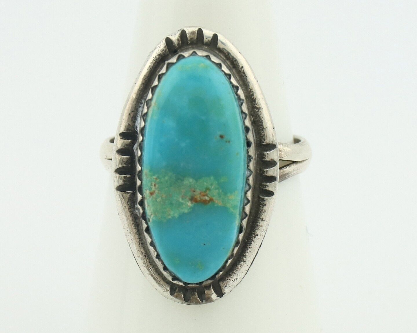 Navajo Ring .925 Silver Natural Blue Turquoise Native American Artist C.80's