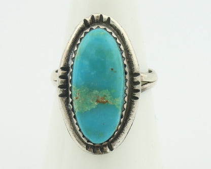 Navajo Ring .925 Silver Natural Blue Turquoise Native American Artist C.80's