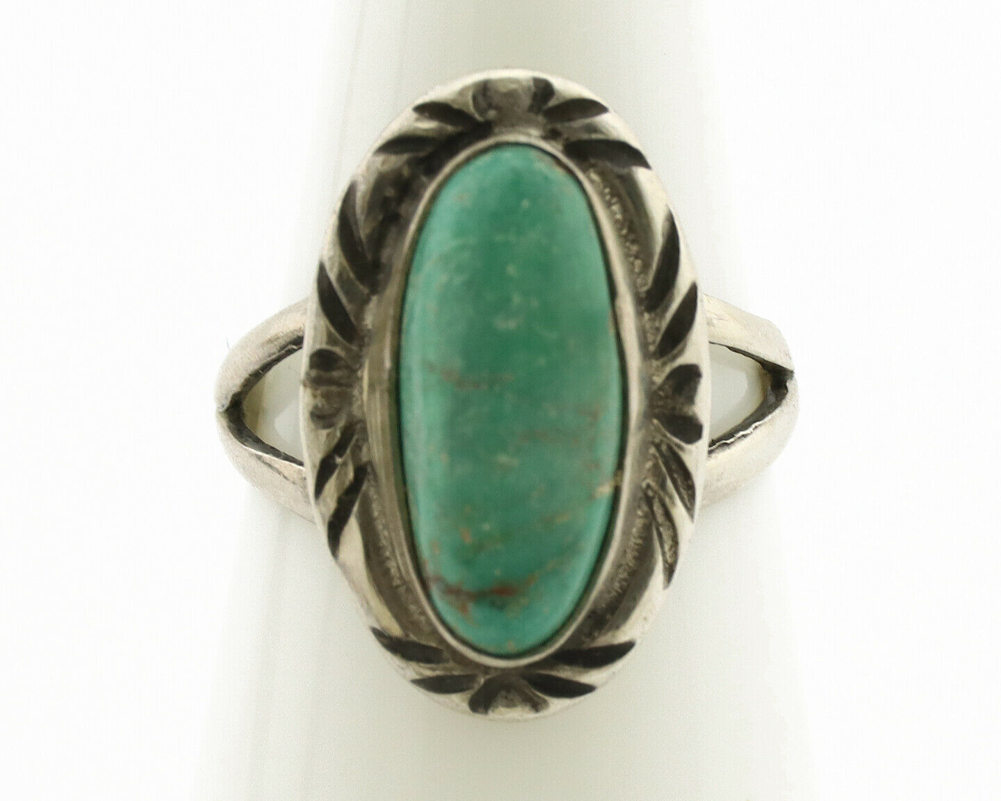 Navajo Ring .925 Silver Kingman Turquoise Native Artist Signed C.80's