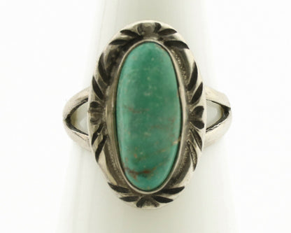 Navajo Ring .925 Silver Kingman Turquoise Native Artist Signed C.80's