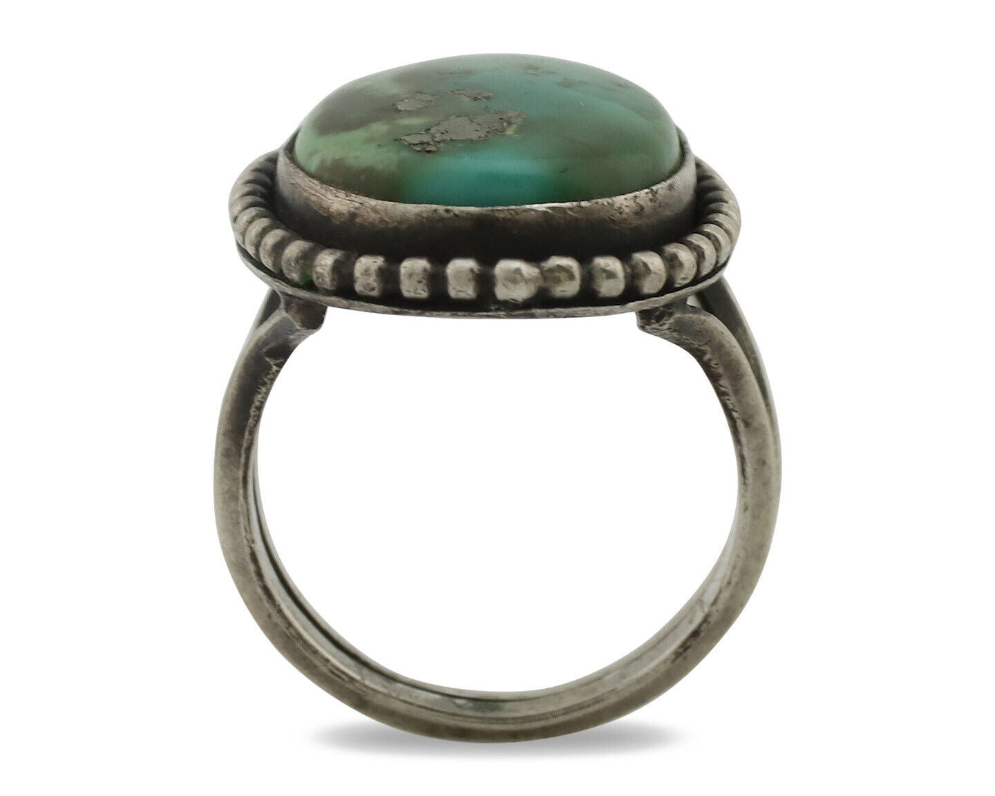 Navajo Ring .925 Silver Natural Turquoise Handmade Native American Artist C.80s