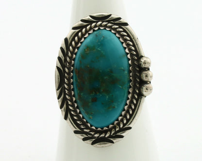 Navajo Ring .925 Silver Kingman Turquoise Native American Artist C.1980's