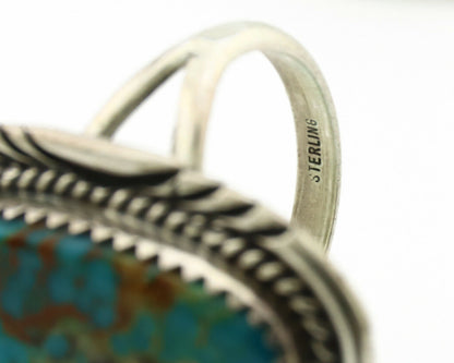 Navajo Ring .925 Silver Nevada Turquoise Artist Signed M Begay C.1980's