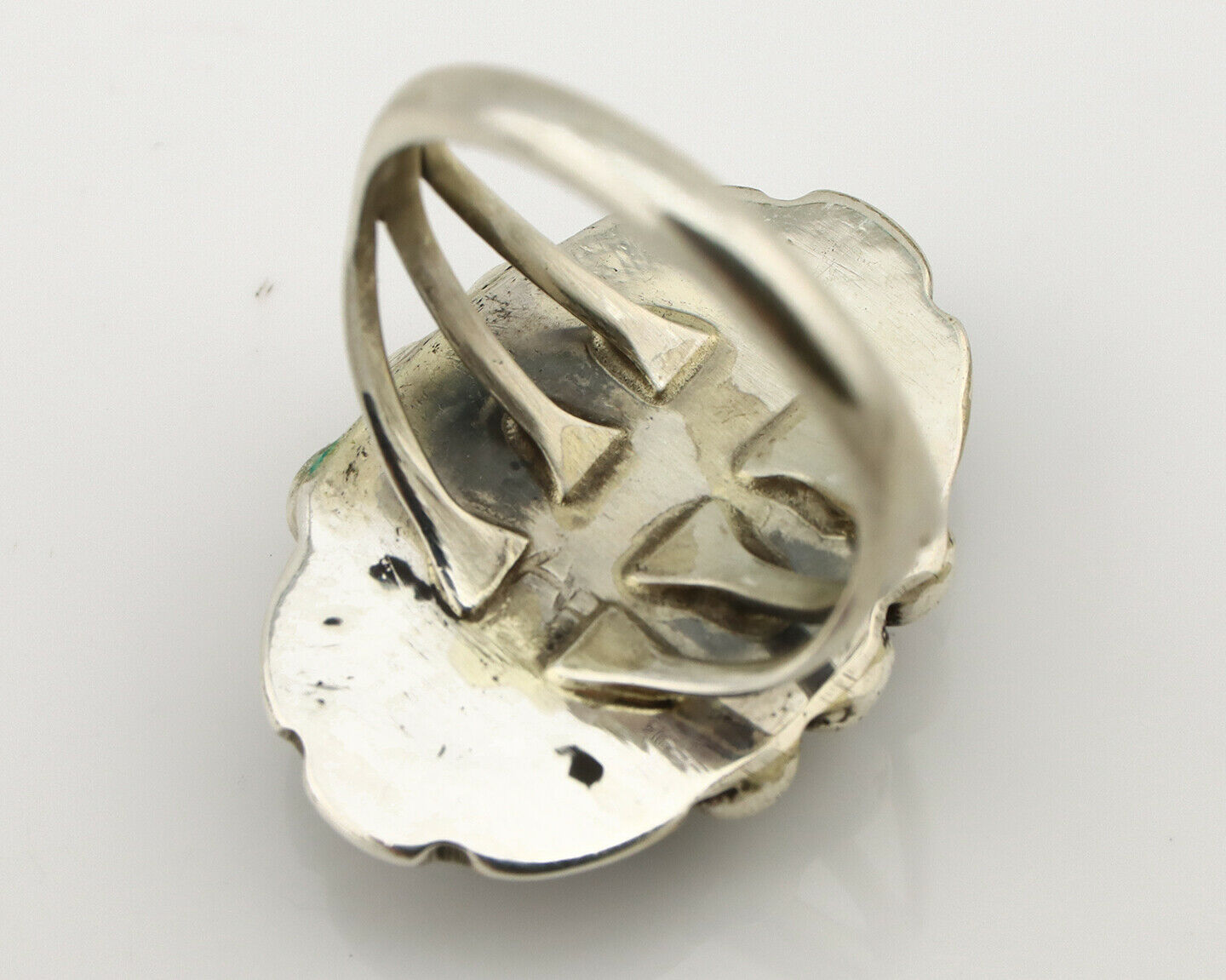 Navajo Ring .925 Silver Kingman Turquoise Artist Signed A C.1980's