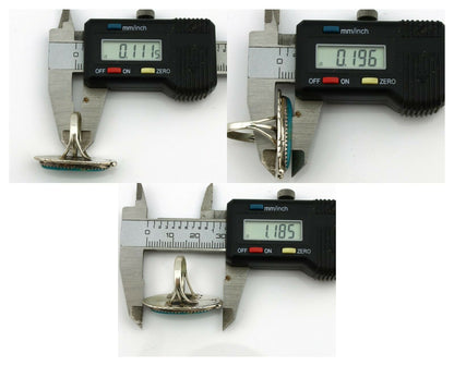 Navajo Ring .925 Silver Nevada Turquoise Native American Artist C.1980's