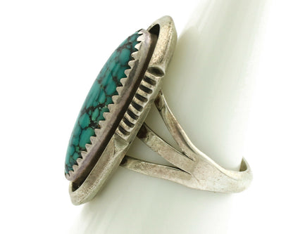 Navajo Ring .925 Silver Spiderweb Turquoise Native American Artist C.1980's