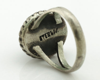 Navajo Ring .925 Silver Spiderweb Turquoise Native Artist C.1980's