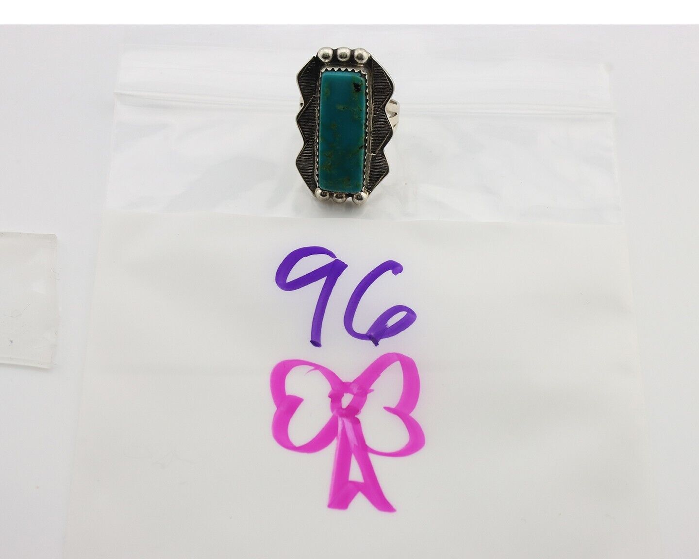 Navajo Ring .925 Silver Blue Gem Turquoise Artist Signed Spencer C.80's