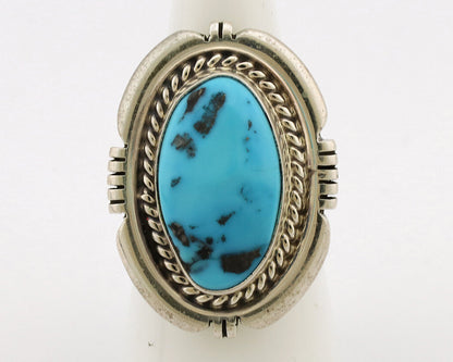 Navajo Ring .925 Silver Sleeping Beauty Turquoise Artist Signed E Etsitty C.80's