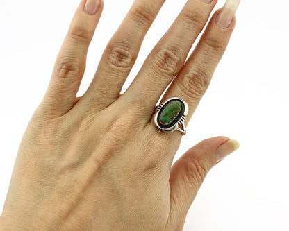Navajo Ring .925 Silver Kingman Turquoise Handmade Native American Artist C.80's