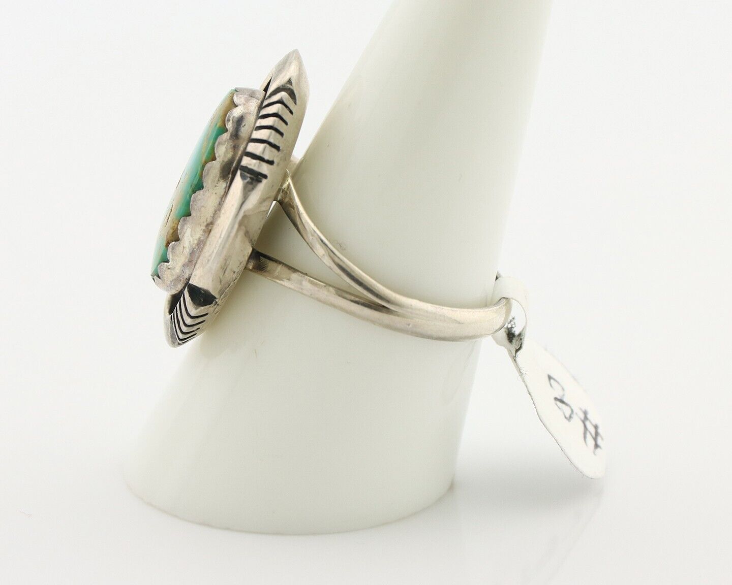 Navajo Ring .925 Silver Blue Gem Turquoise Native American Artist C.80's