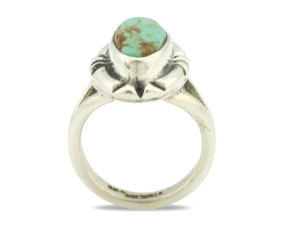 Navajo Ring .925 Silver Natural Mined Turquoise Artist Signed Gecko C.80's