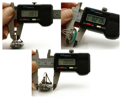 Navajo Ring .925 Silver Blue Turquoise Native American Artist C.1980's