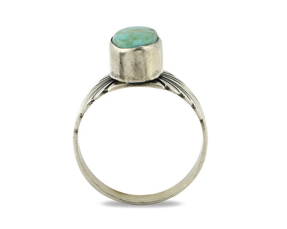 Navajo Ring .925 Silver Kingman Turquoise Artist Signed Apache C.80's