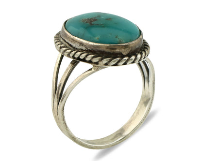 Navajo Ring .925 Silver Blue Turquoise Native American Artist C.1980's