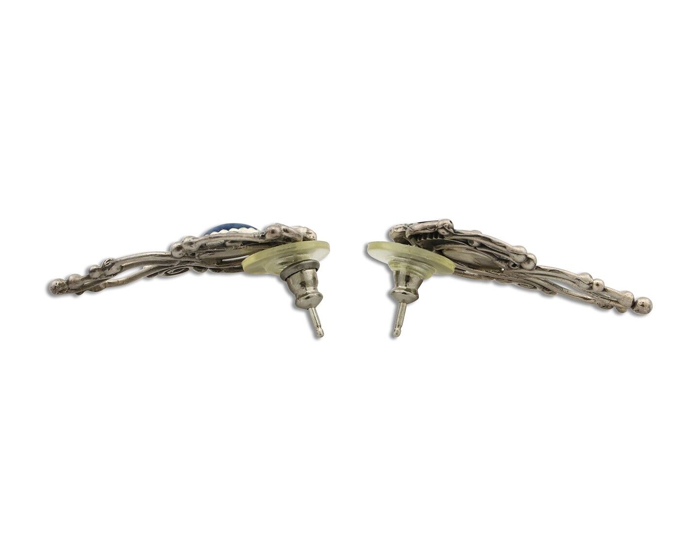 Navajo Earrings 925 Silver Natural Mined Denim Lapis Native American Artist C80s