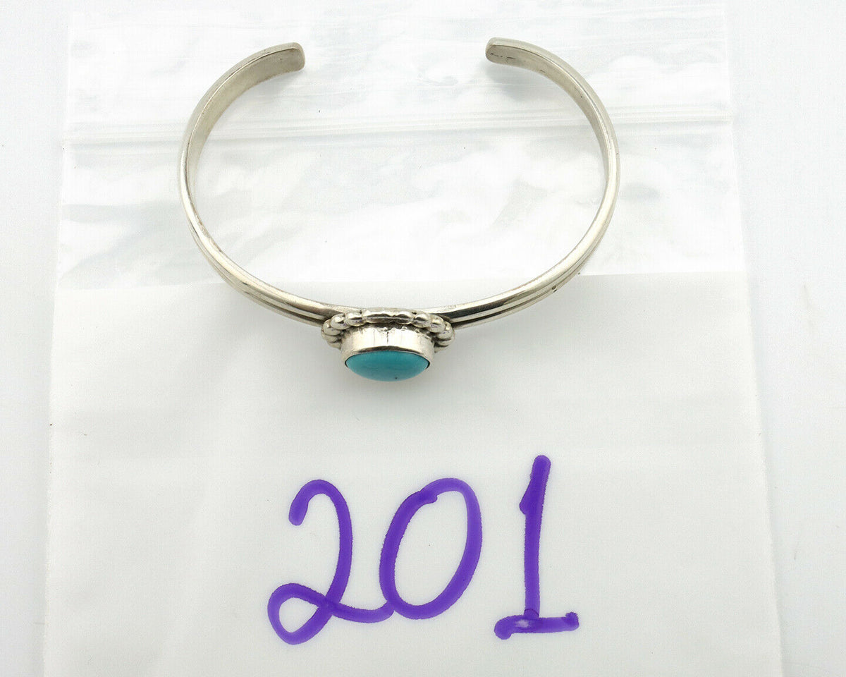 Navajo Bracelet .925 Silver Sleeping Beauty Turquoise Native American C.90's