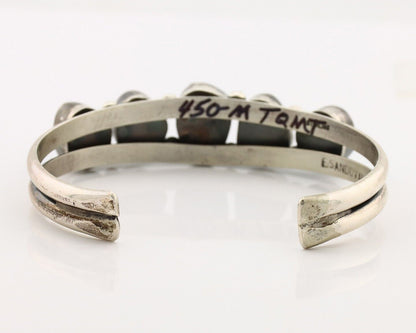 Navajo Bracelet 925 Silver Spiderweb Turquoise Artist Signed E SANDAVOL C80s