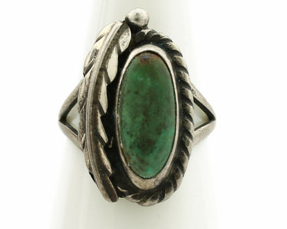 Navajo Ring .925 Silver Kingman Turquoise Artist Signed Sun C.1980's