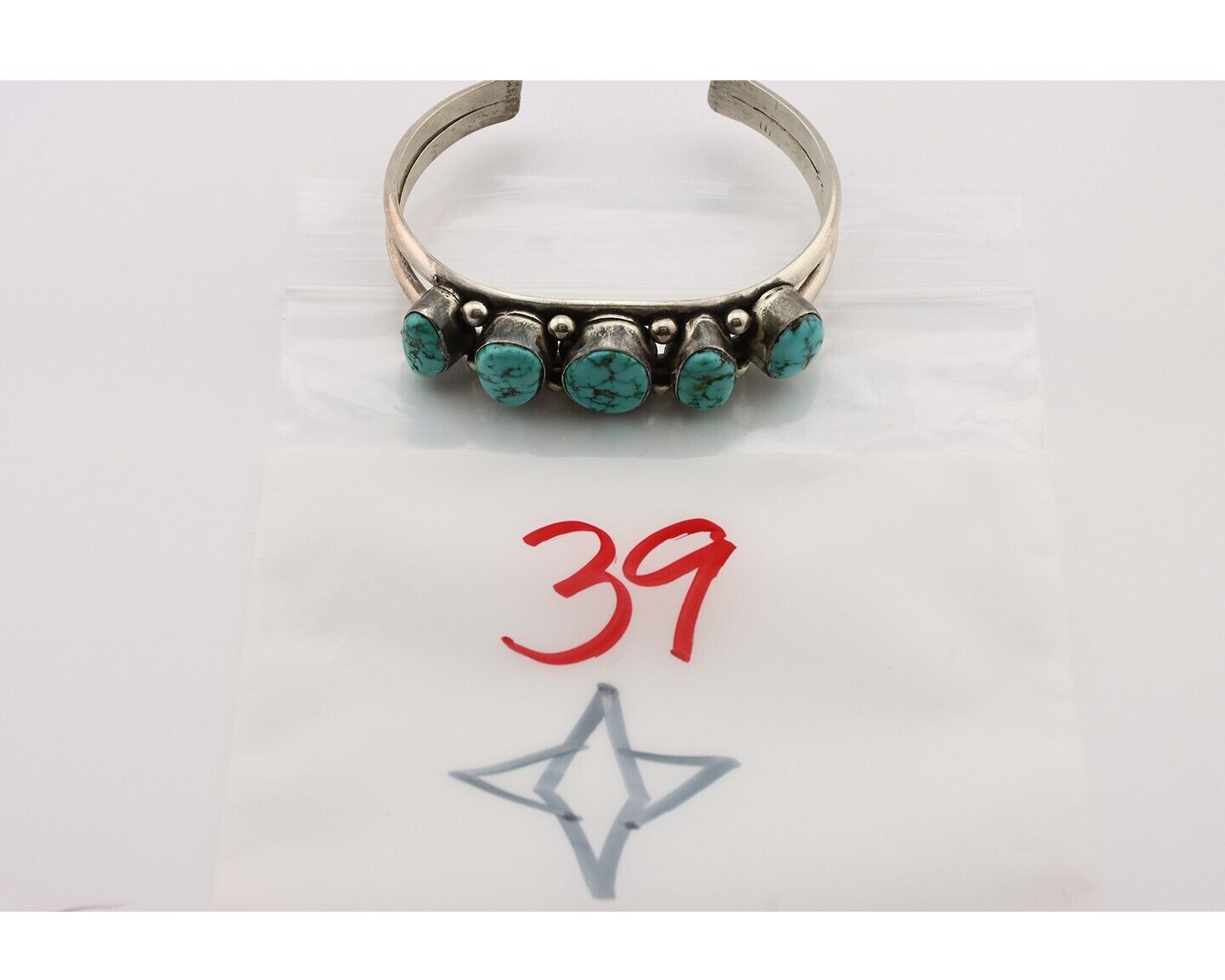 Navajo Bracelet 925 Silver Spiderweb Turquoise Artist Signed E SANDAVOL C80s