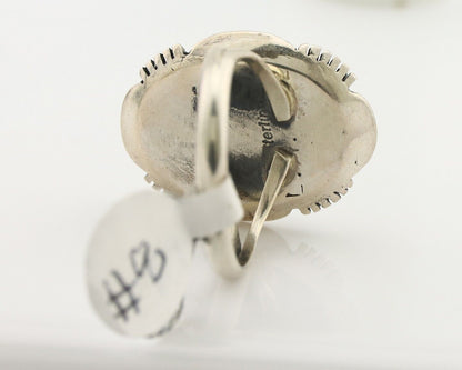 Navajo Ring .925 Silver Blue Gem Turquoise Native American Artist C.80's