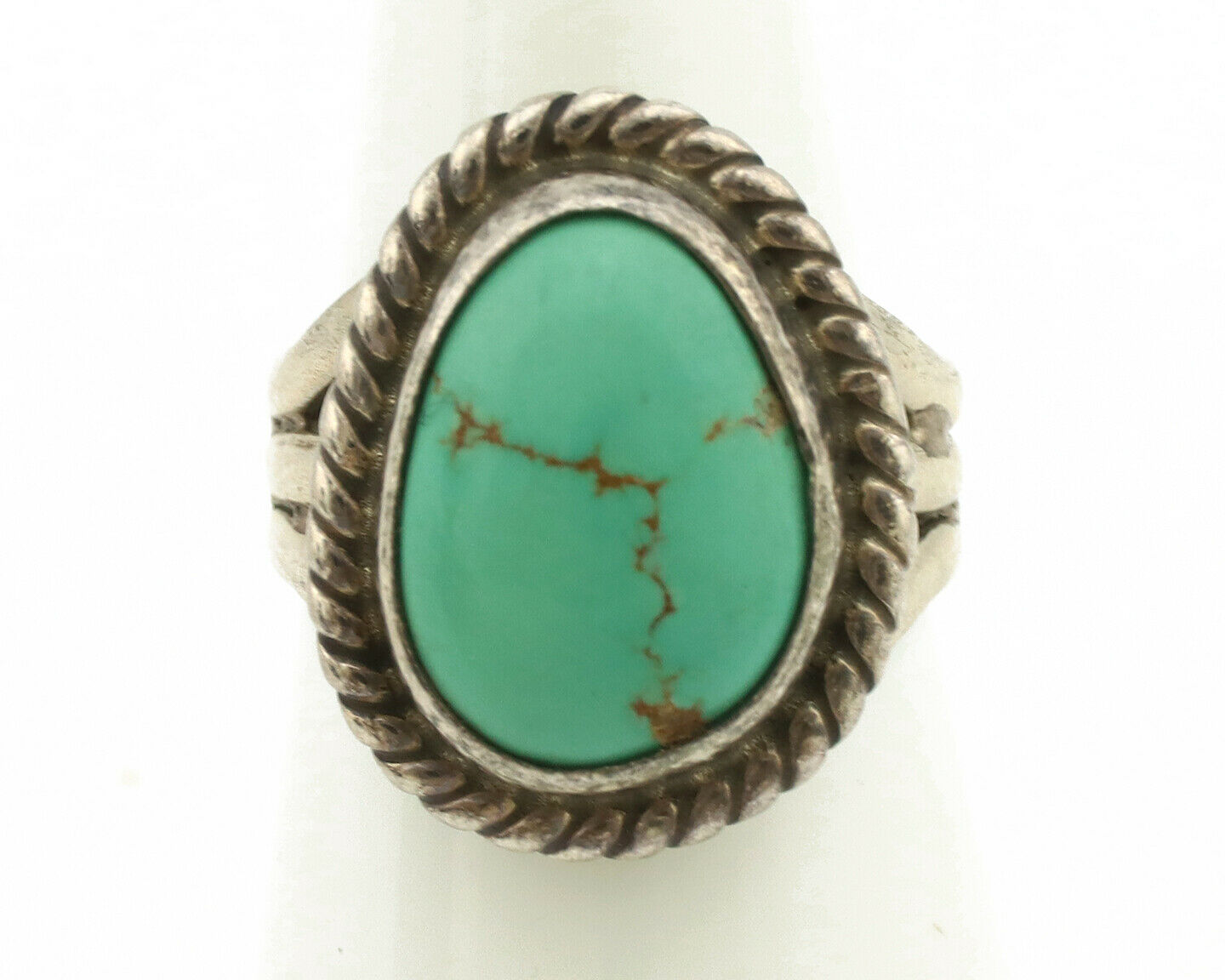 Navajo Ring .925 Silver Kingman Turquoise Native American Artist C.1980's