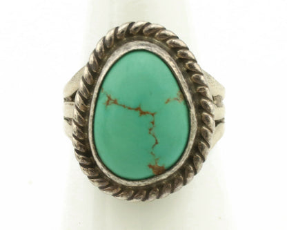 Navajo Ring .925 Silver Kingman Turquoise Native American Artist C.1980's