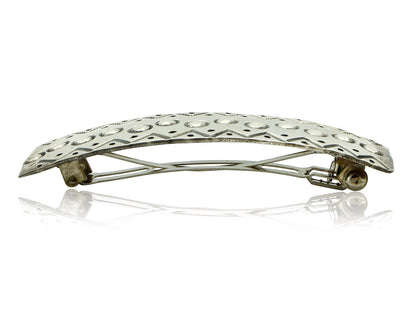 Women's Navajo Hair Clip Barrette .925 Silver Hand Stamped Native Artist C.80's