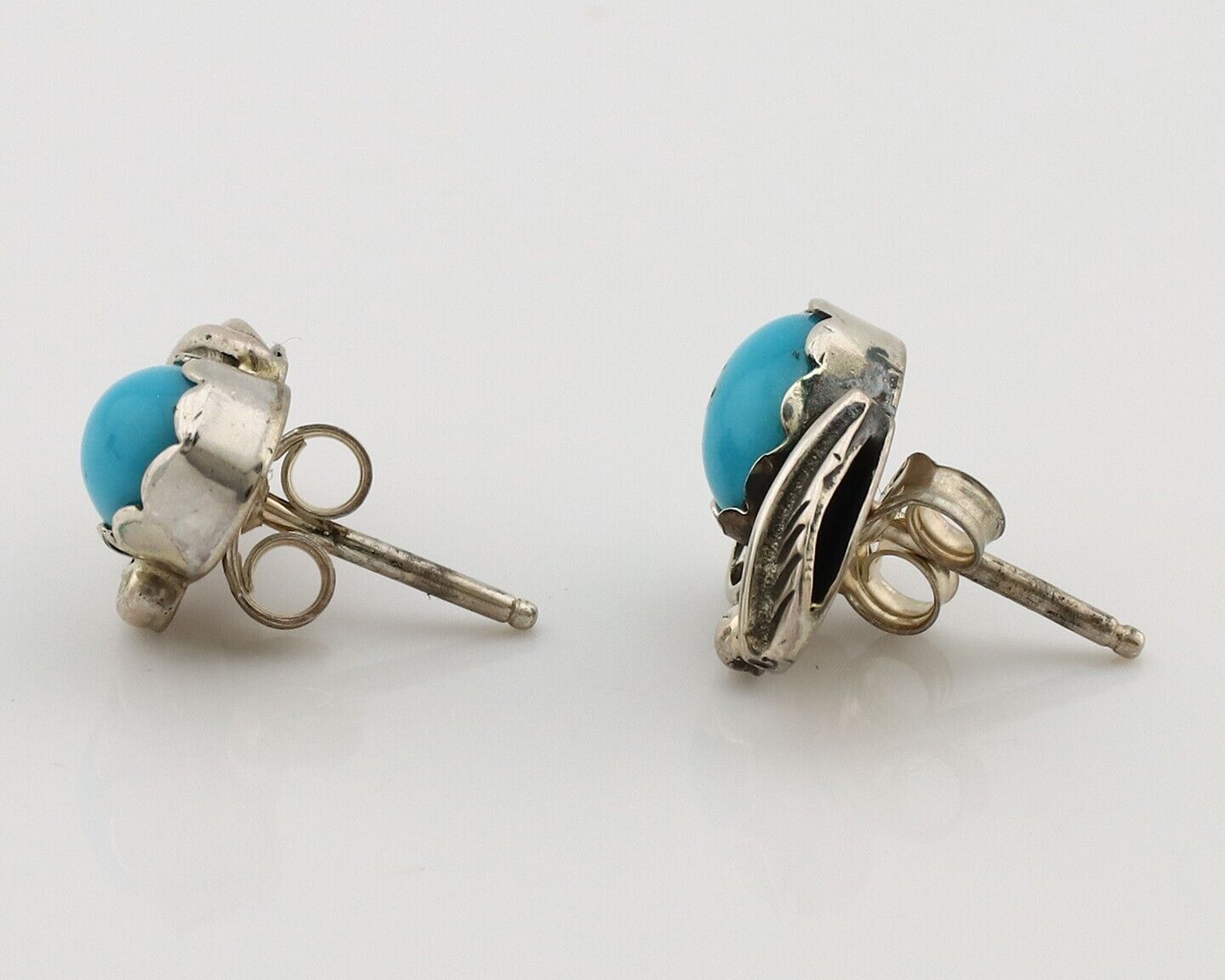 Navajo Earrings 925 Silver Natural Mined Turquoise Native American Artist C.80's