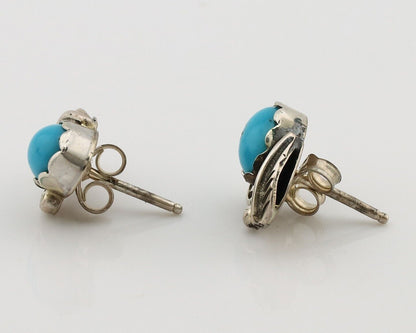 Navajo Earrings 925 Silver Natural Mined Turquoise Native American Artist C.80's