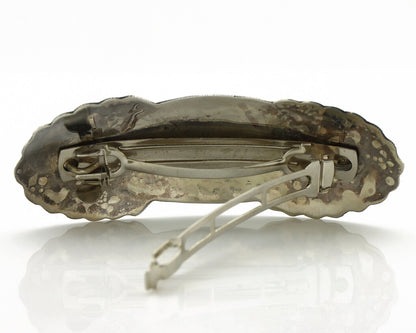 Navajo Hair Clip Barrette .925 Silver Hand Stamped Artist Signed C Montoya C80s