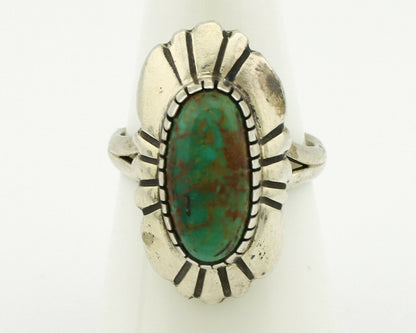 Navajo Ring .925 Silver Green Turquoise Artist Signed M Montoya C.80's