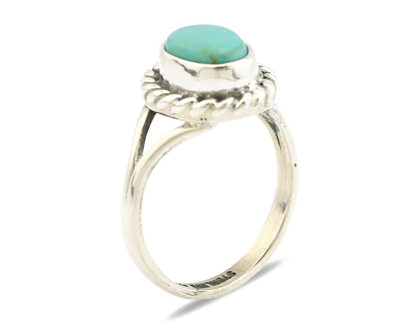 Navajo Ring .925 Silver Kingman Turquoise Artist Signed Gecko C.90's