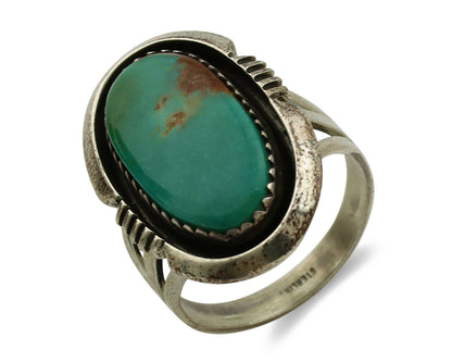 Navajo Ring .925 Silver Royston Turquoise Native American Artist C.1980's