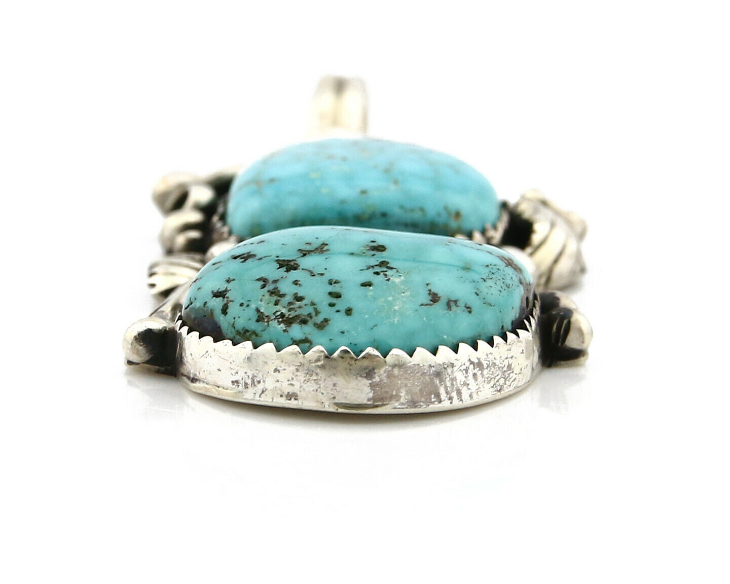 Navajo Pendant .925 Silver Kingman Turquoise Signed Artist Tom Willeto C.80's