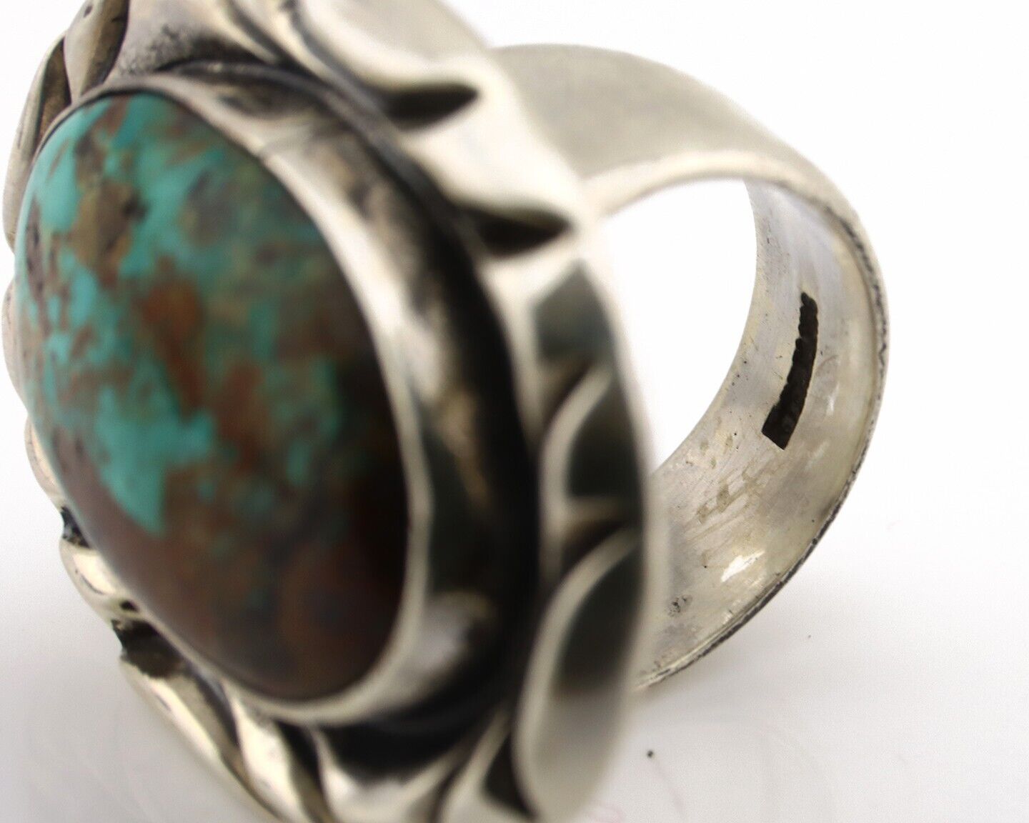 Navajo Ring 925 Silver Kingman Turquoise Native Artist Signed C Montoya C.80's