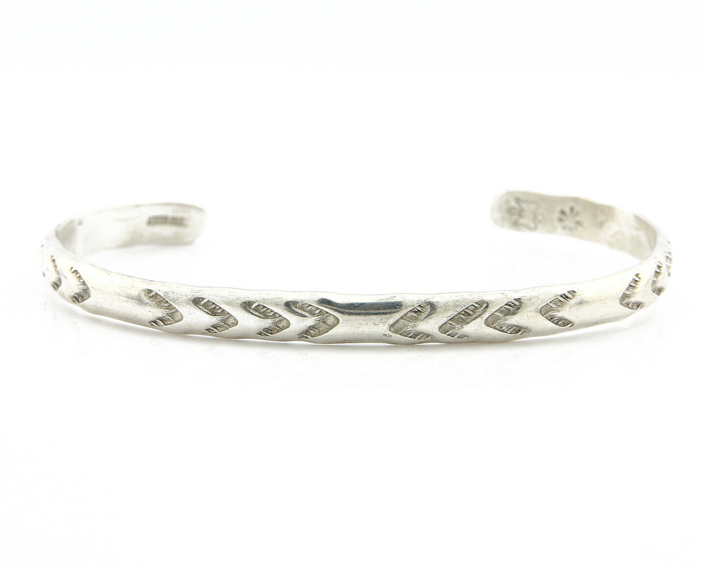 Navajo Bracelet .925 Silver Hand Stamped Arrow Head Artist Begay & Montoya C80s