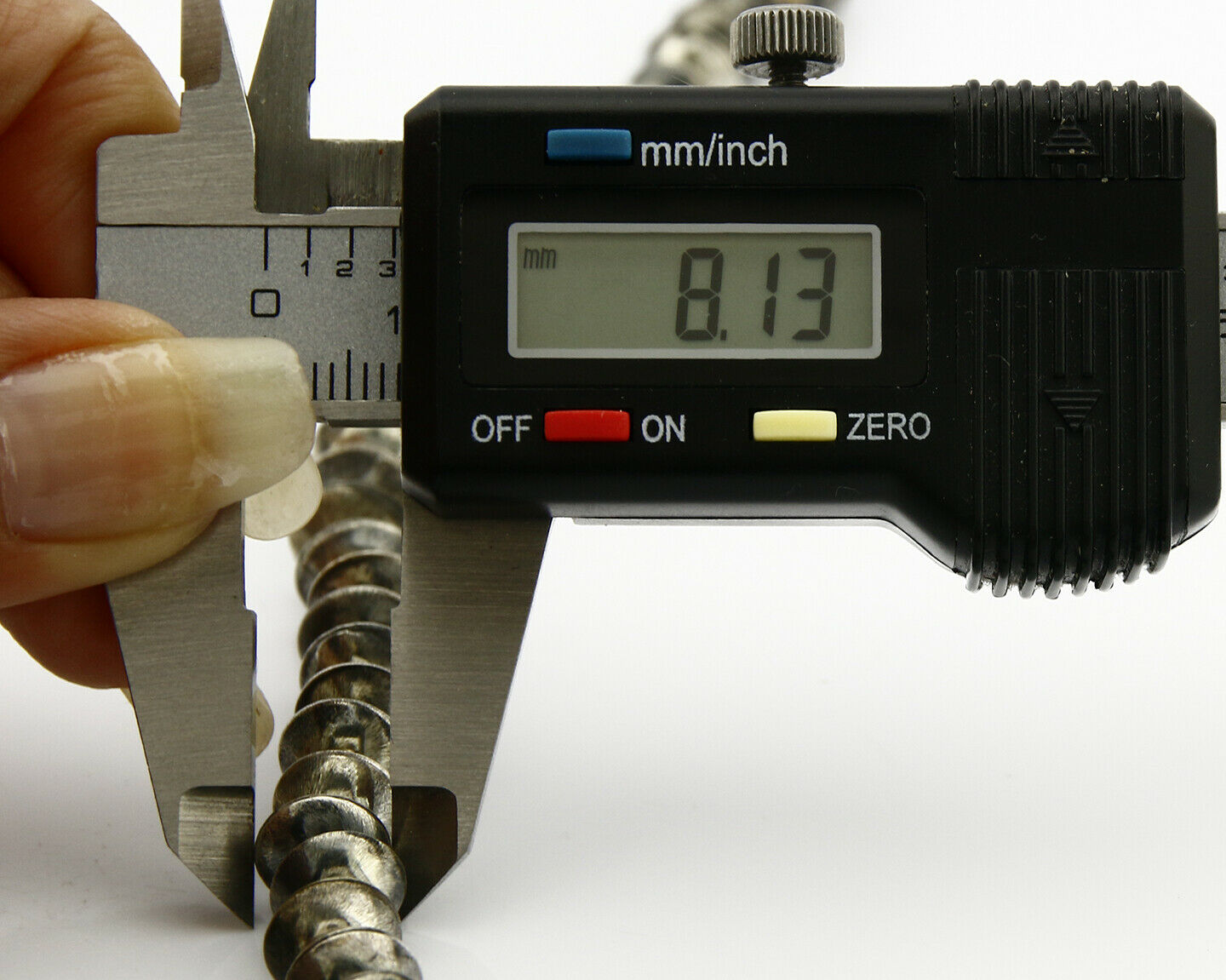 Old Navajo Handmade .925 Silver Bead Necklace 8.1mm Wide 28in Long