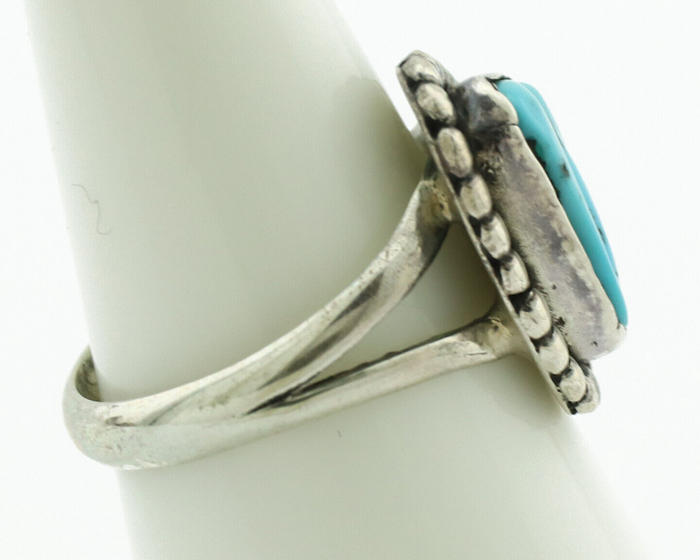 Navajo Ring .925 Silver Sleeping Beauty Turquoise Native Artist C.1980's