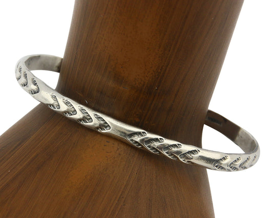 Navajo Bracelet .925 Silver Hand Stamped Arrow Head Artist I Montoya C.80's