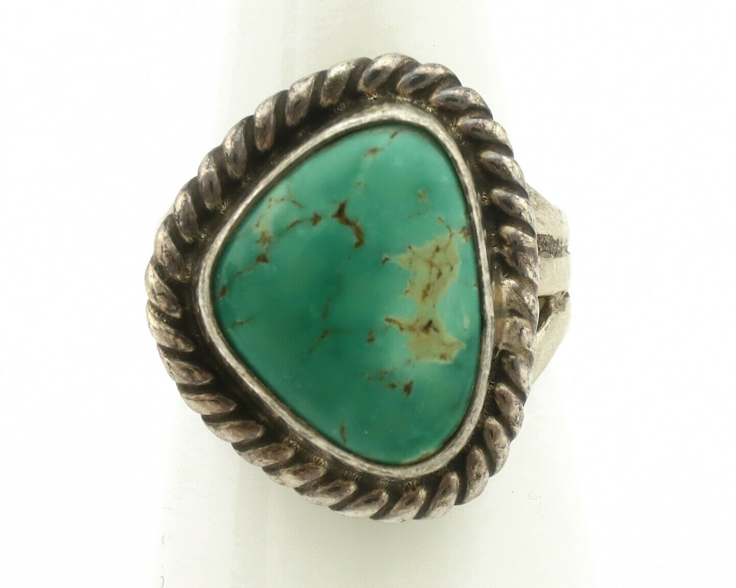 Navajo Ring .925 Silver Kingman Turquoise Native American Artist C.1980's