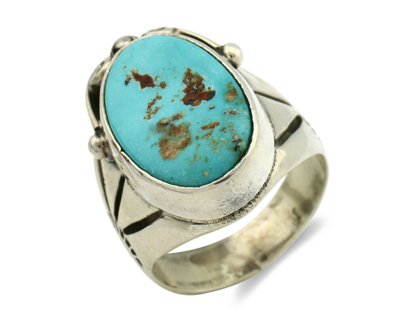 Navajo Ring .925 Silver Blue Southwest Turquoise Native Artist C.80's